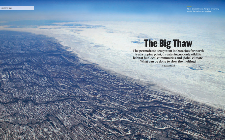 Aerial view of permafrost, ON Nature magazine feature